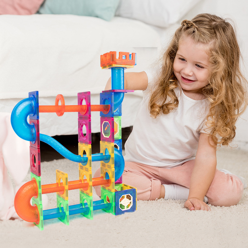 Marble Run Magnetic Tile Race Track Toy Play Set STEM Building & Learning Educational Magnet Constru(图7)