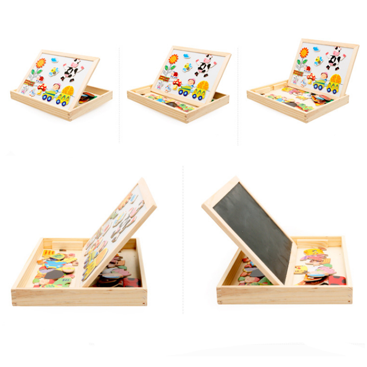 wooden magnetic jigsaw puzzle magnet mini double sides table drawing board for kids(图7)