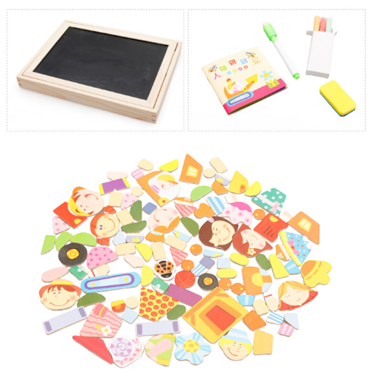 wooden magnetic jigsaw puzzle magnet mini double sides table drawing board for kids(图5)