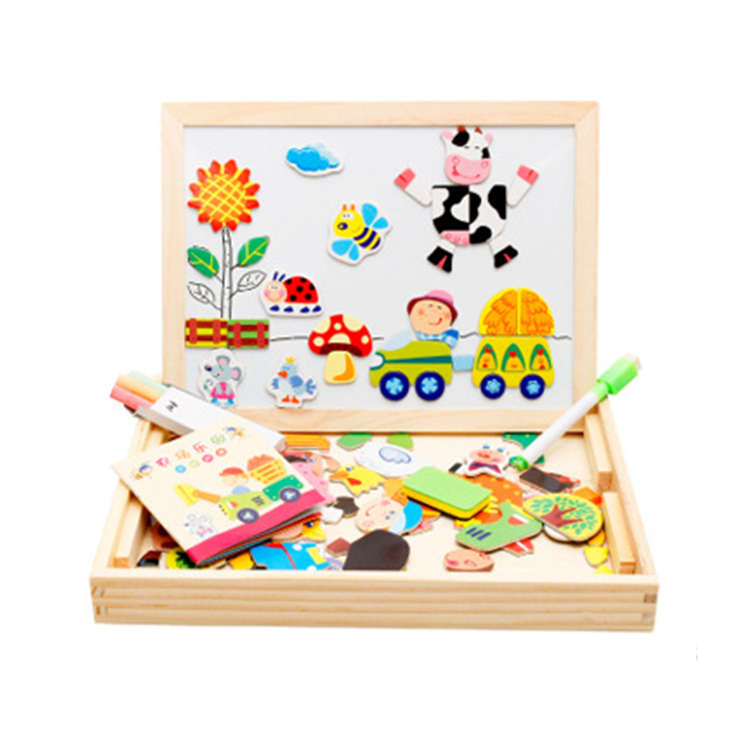 wooden magnetic jigsaw puzzle magnet mini double sides table drawing board for kids(图8)