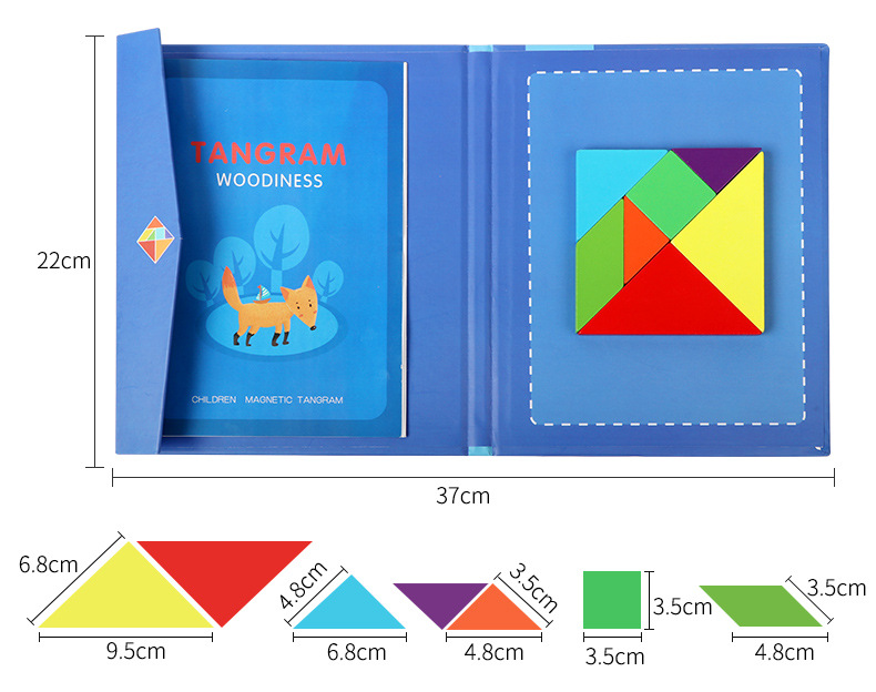 Children Educational 7pcs Colorful Magnetic Tangram Toys Eco-friendly Wooden Puzzle Book(图11)