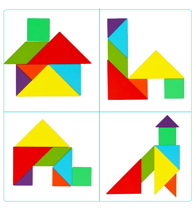 Children Educational 7pcs Colorful Magnetic Tangram Toys Eco-friendly Wooden Puzzle Book(图8)