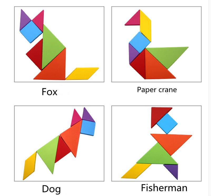 Children Educational 7pcs Colorful Magnetic Tangram Toys Eco-friendly Wooden Puzzle Book(图5)