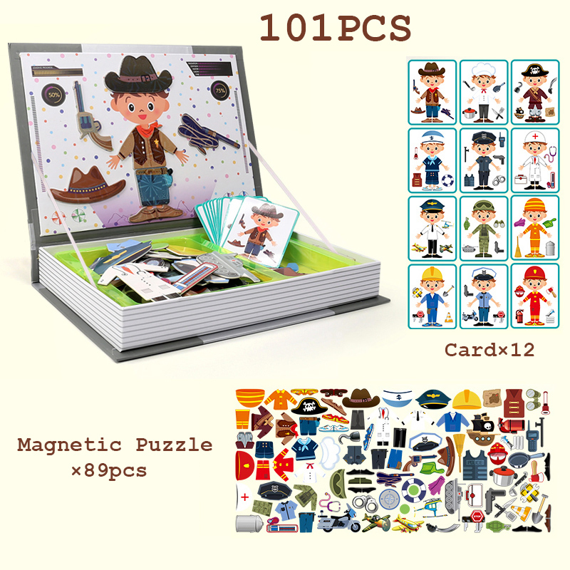 Educational 3D Childrens Toy Games Creative Jigsaw Puzzles Magnetic Puzzle With Magnet Box Bo(图2)