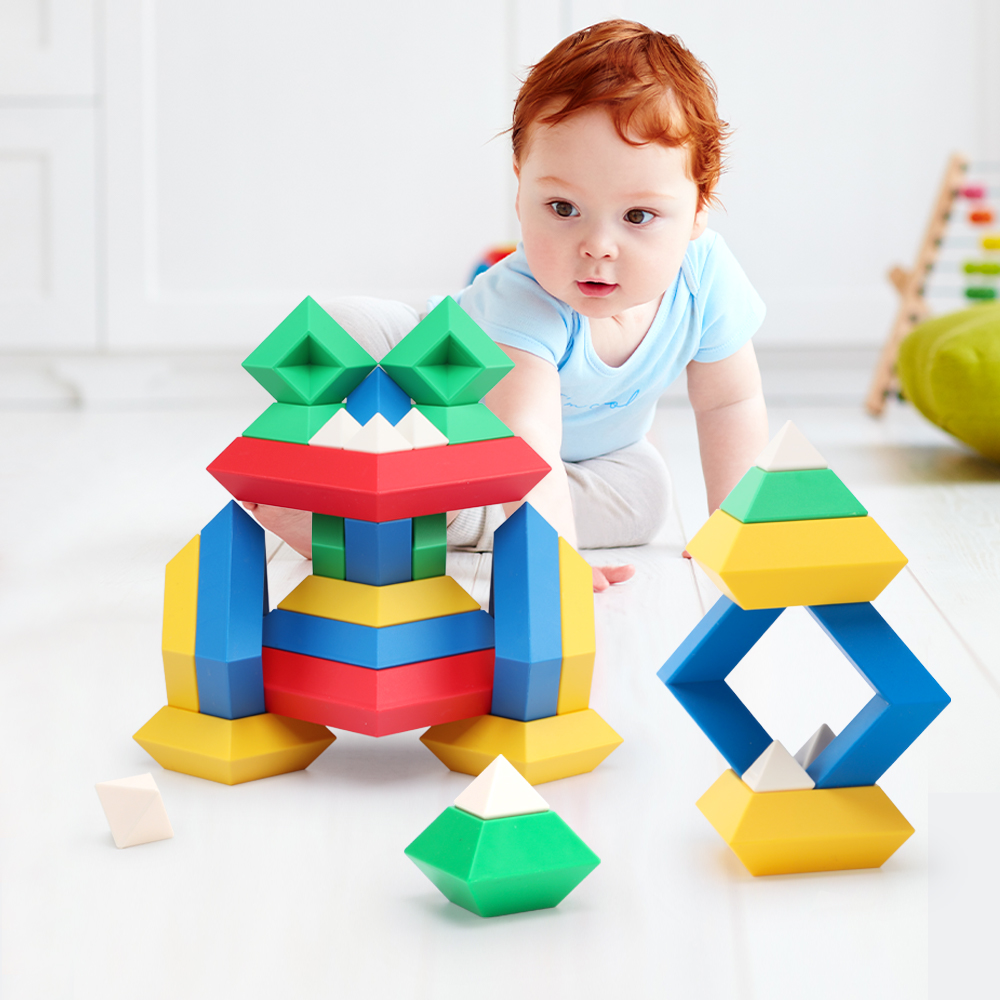 Pyramid STEM Education Toy Space Color Learning Creative Stacking Puzzle Toys Pyramid Building Block(图5)