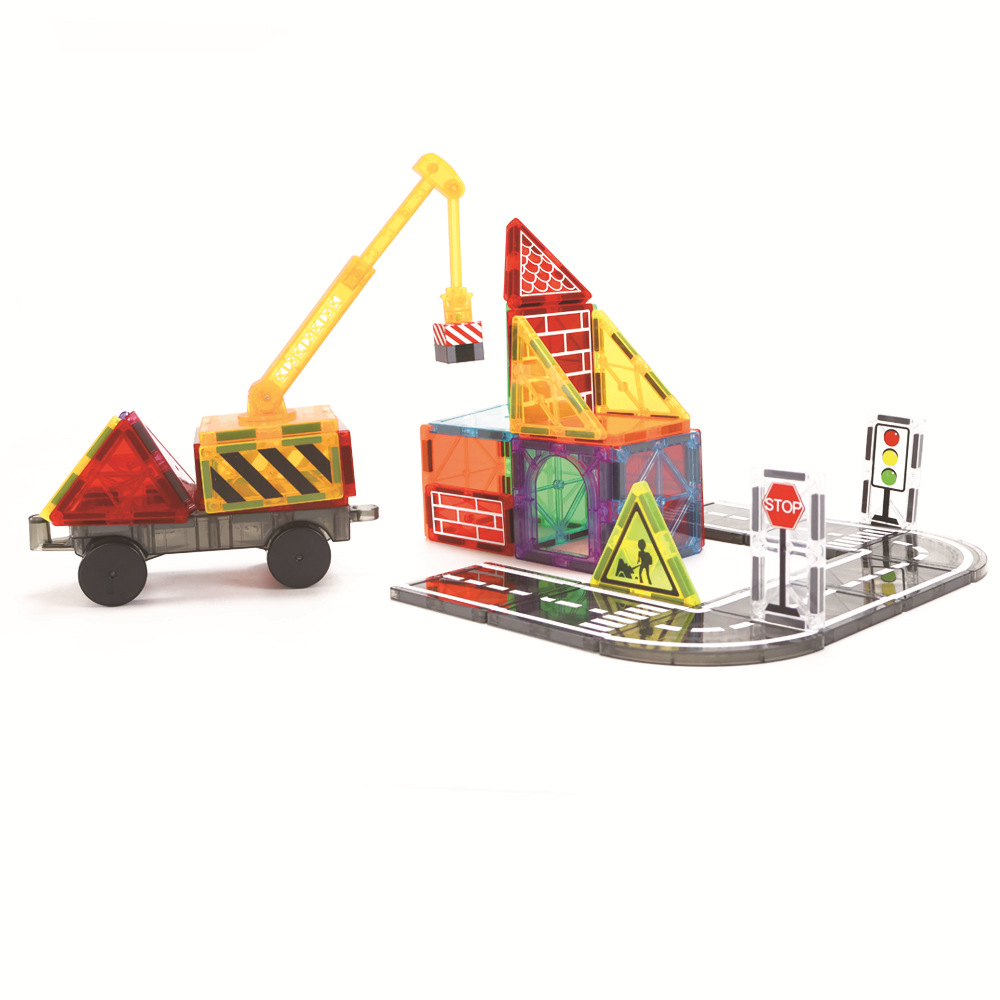 STEM Educational 7.5cm Plastic Magnetic Building Blocks City Traffic Theme Construction Toys for Kid(图1)