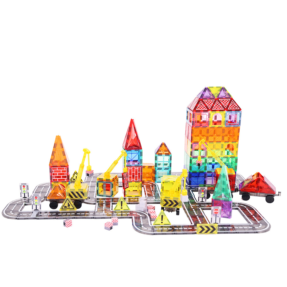 STEM Educational 7.5cm Plastic Magnetic Building Blocks City Traffic Theme Construction Toys for Kid(图3)
